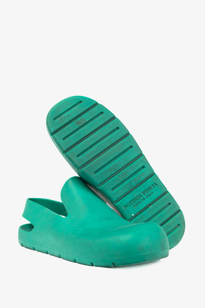 Bottega Veneta Puddle Turquoise Slingback Clog Sandals