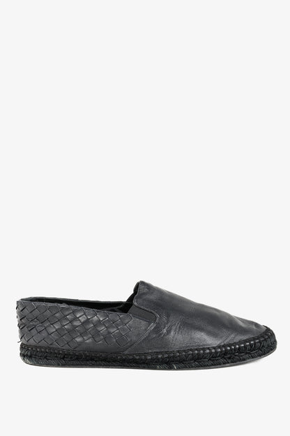Bottega Veneta Woven Black Leather Espadrille