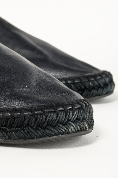 Bottega Veneta Woven Black Leather Espadrille