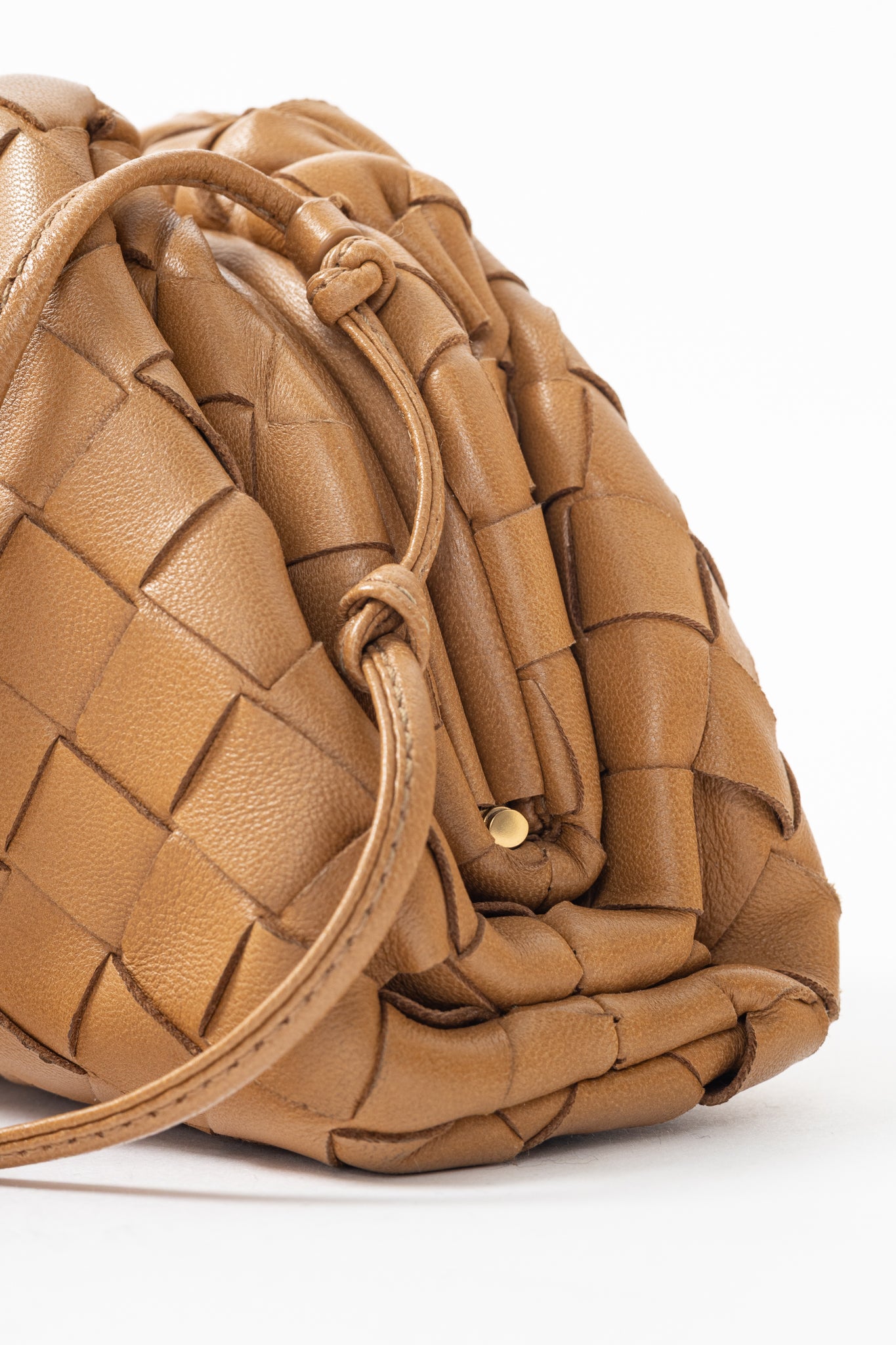 Bottega Veneta The Mini Pouch Carmel Nappa Intrecciato Crossbody