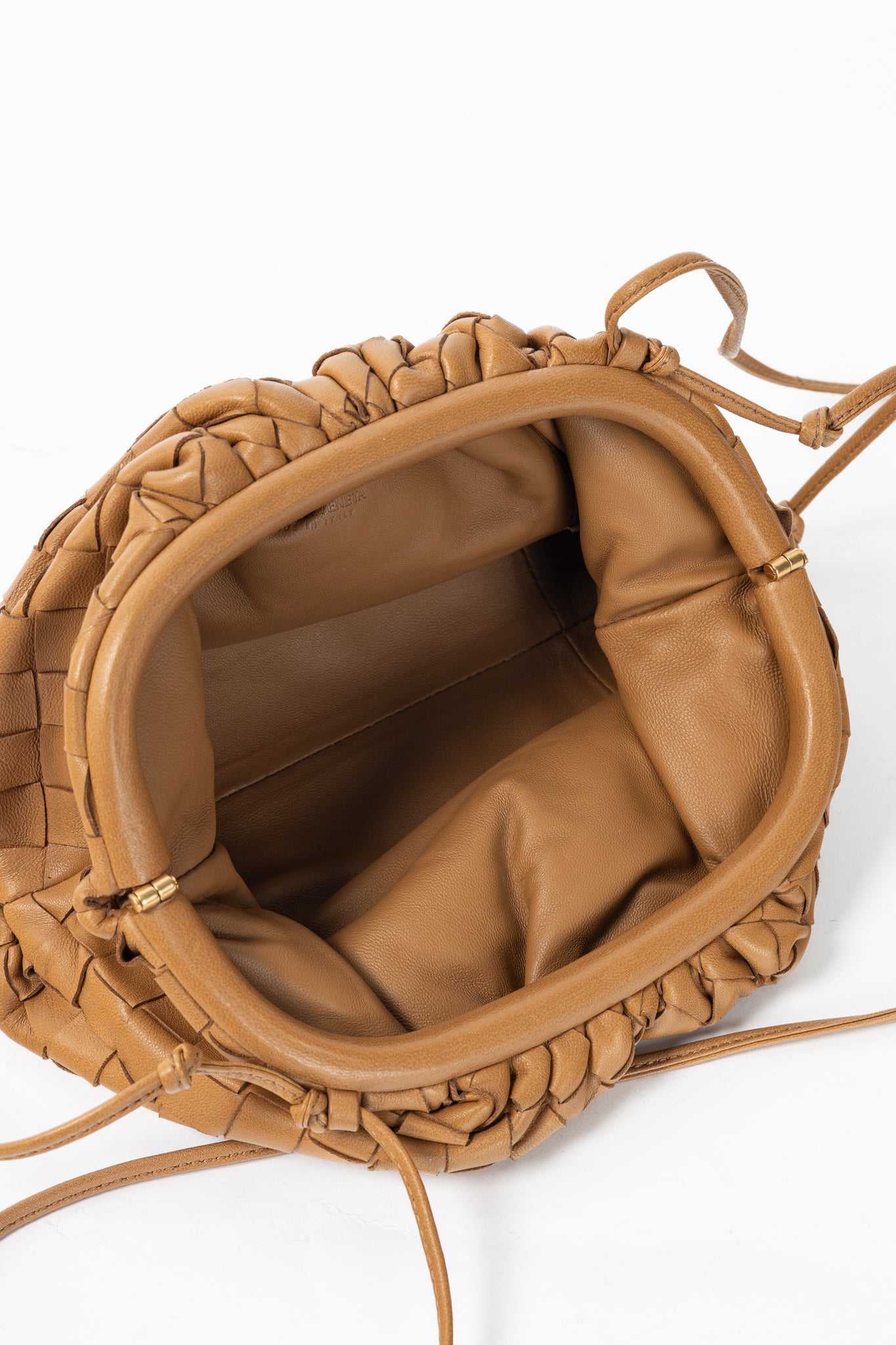 Bottega Veneta The Mini Pouch Carmel Nappa Intrecciato Crossbody
