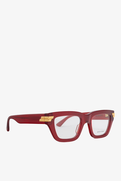 Bottega Veneta BV1190O Transparent Burgundy Rectangular Glasses