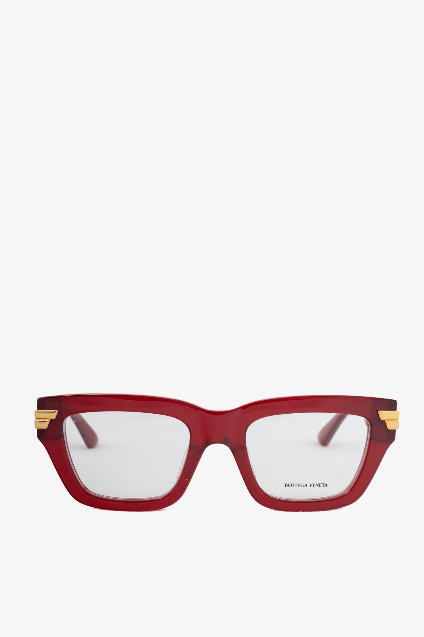 Bottega Veneta BV1190O Transparent Burgundy Rectangular Glasses