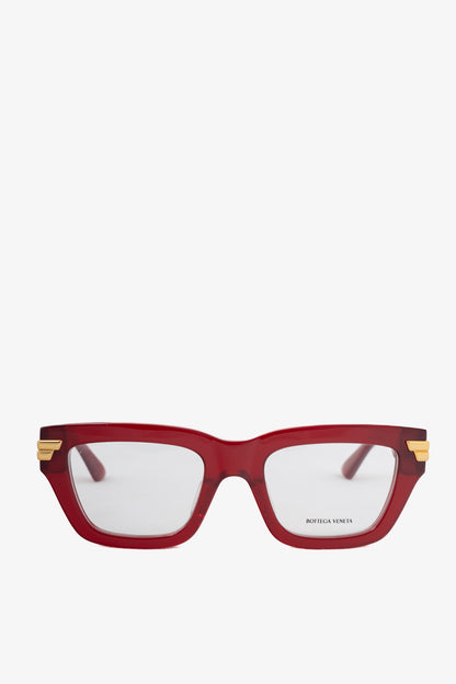 Bottega Veneta BV1190O Transparent Burgundy Rectangular Glasses