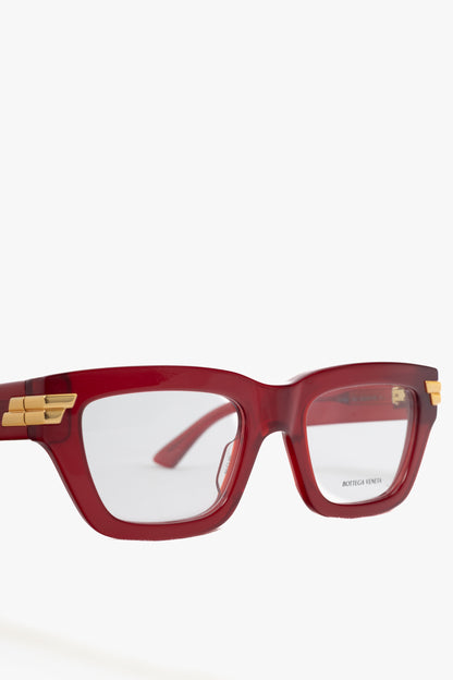 Bottega Veneta BV1190O Transparent Burgundy Rectangular Glasses