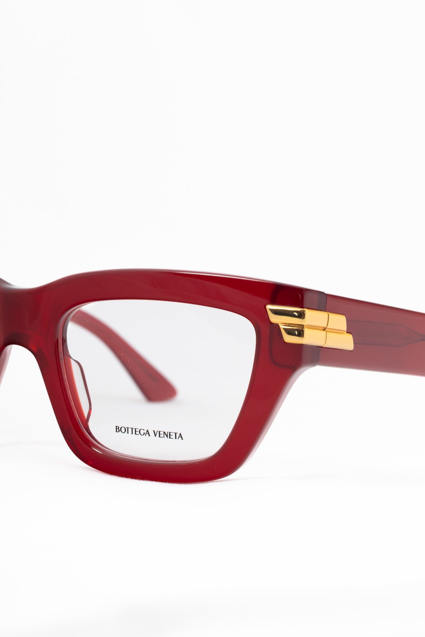 Bottega Veneta BV1190O Transparent Burgundy Rectangular Glasses