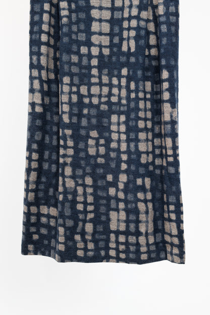Bottega Veneta PF/12 Blue & Grey Shadow Metropolitan Jersey Flannel Printed Wool Dress
