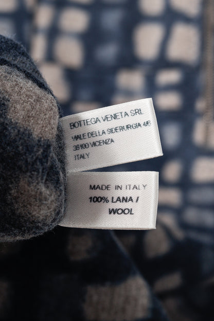 Bottega Veneta PF/12 Blue & Grey Shadow Metropolitan Jersey Flannel Printed Wool Dress