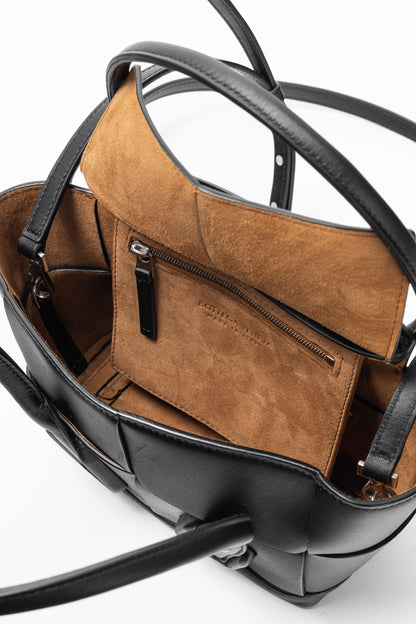 Bottega Veneta Mini Arco 29 Black Intrecciato Tote
