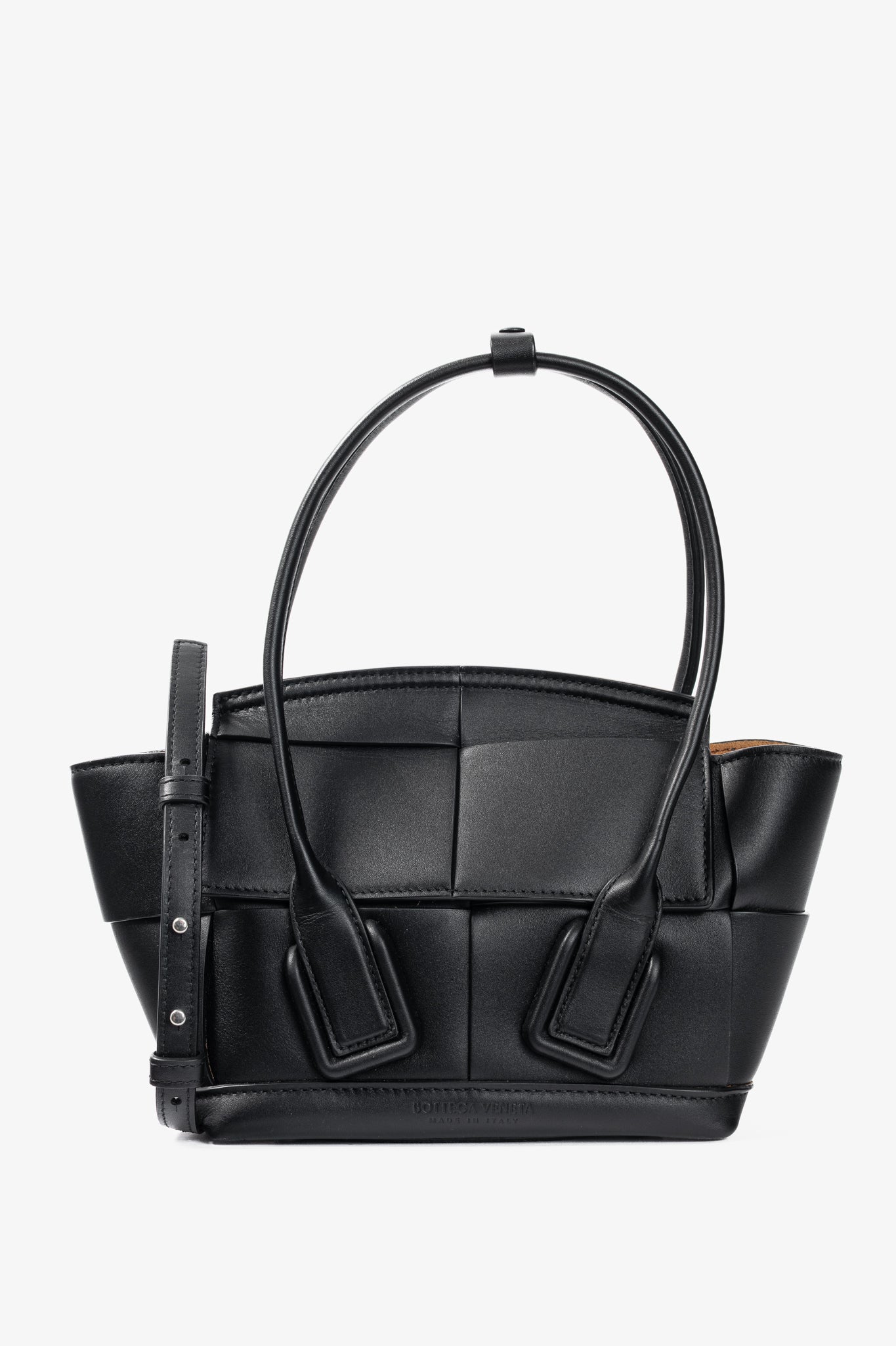 Bottega Veneta Mini Arco 29 Black Intrecciato Tote