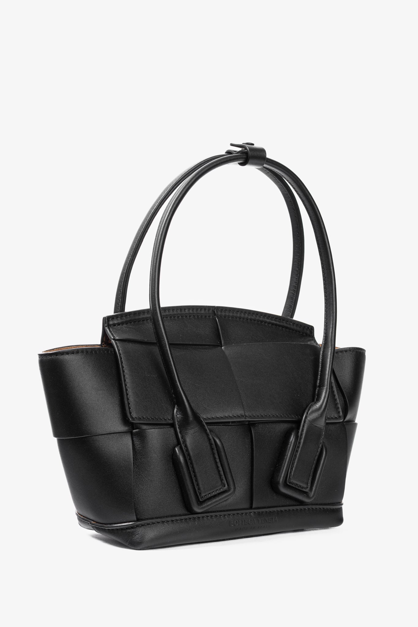 Bottega Veneta Mini Arco 29 Black Intrecciato Tote