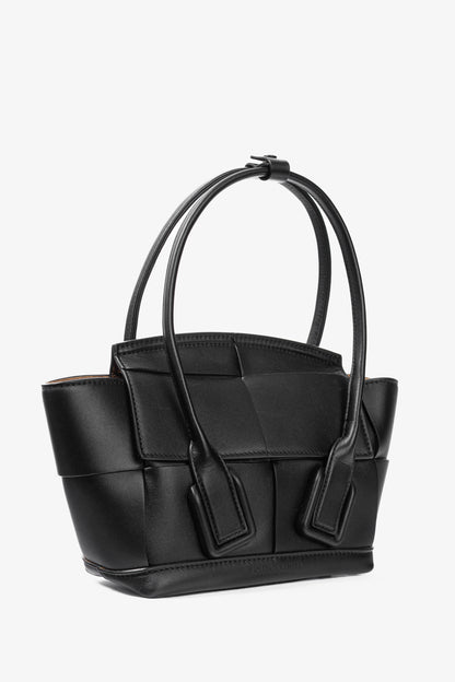 Bottega Veneta Mini Arco 29 Black Intrecciato Tote
