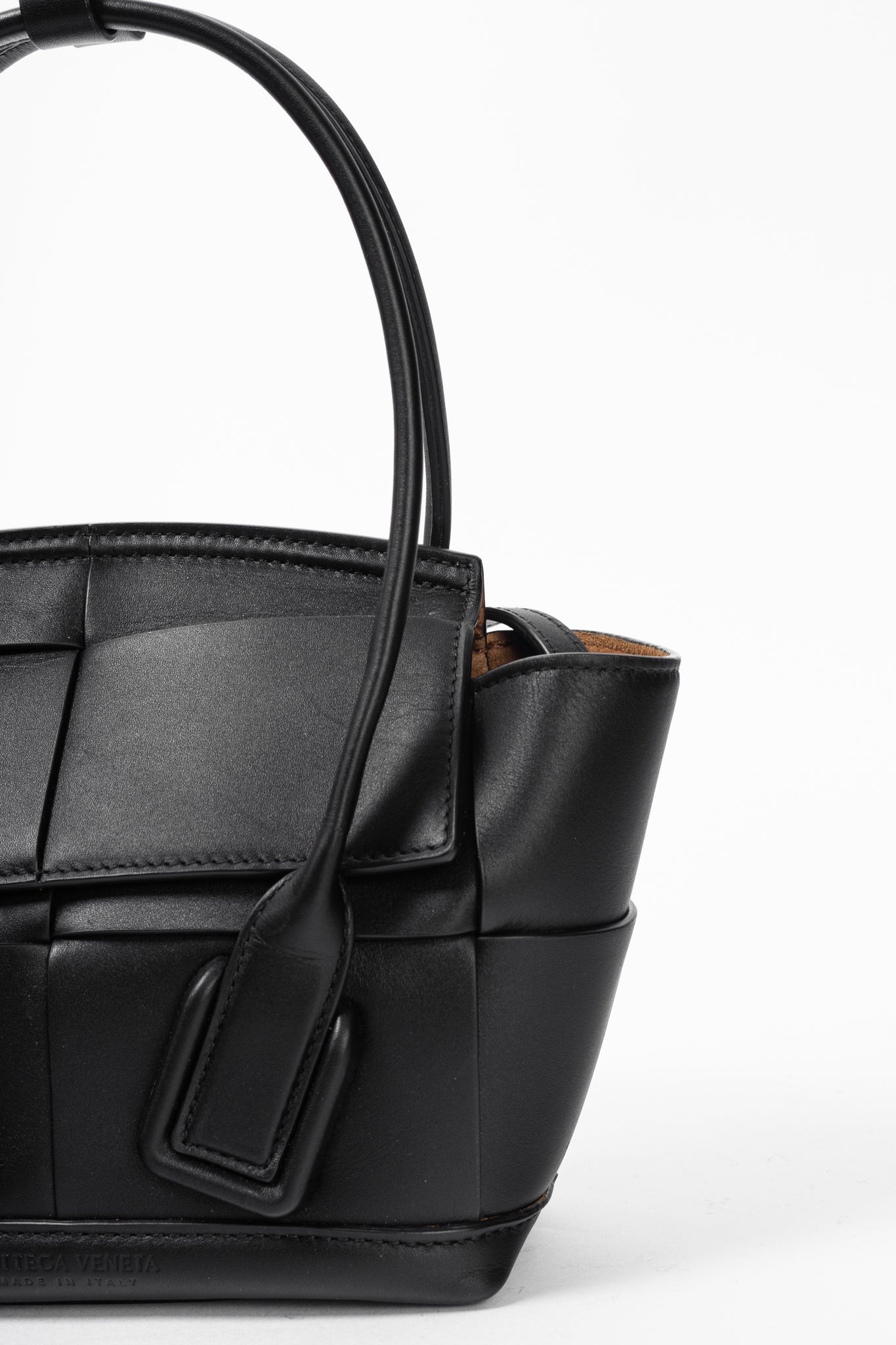 Bottega Veneta Mini Arco 29 Black Intrecciato Tote