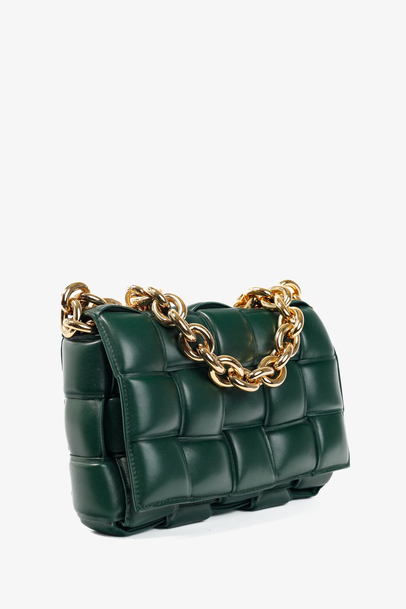 Bottega Veneta Chain Cassette Raintree Gold Padded Nappa Lambskin Bag
