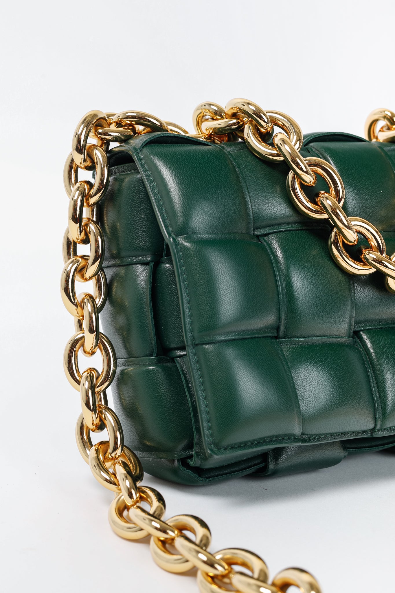 Bottega Veneta Chain Cassette Raintree Gold Padded Nappa Lambskin Bag