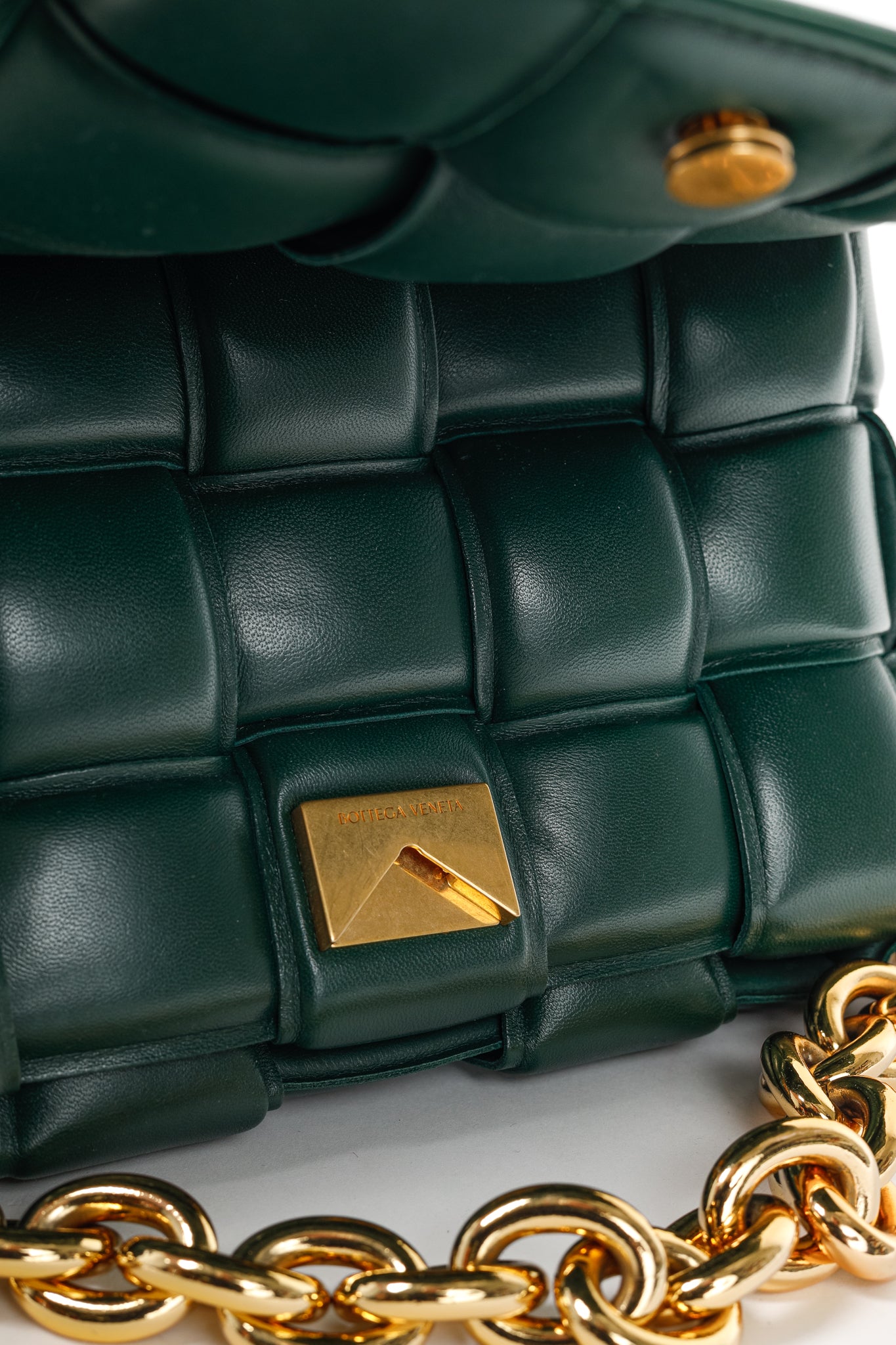 Bottega Veneta Chain Cassette Raintree Gold Padded Nappa Lambskin Bag