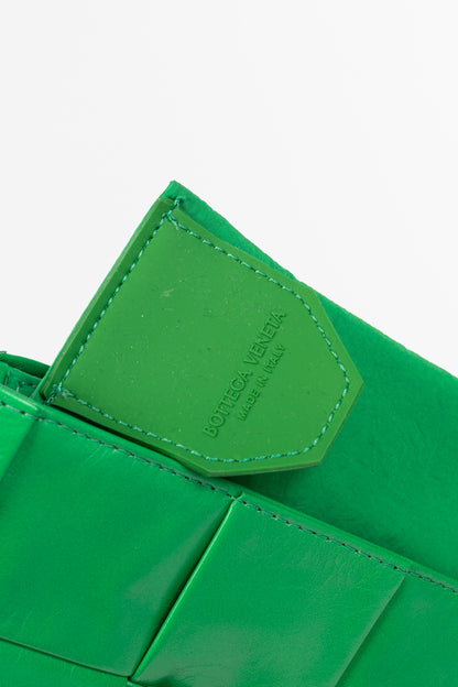 Bottega Veneta Cassette Mini Green Intreccio-Woven Belt Bag