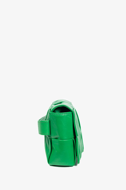 Bottega Veneta Cassette Mini Green Intreccio-Woven Belt Bag