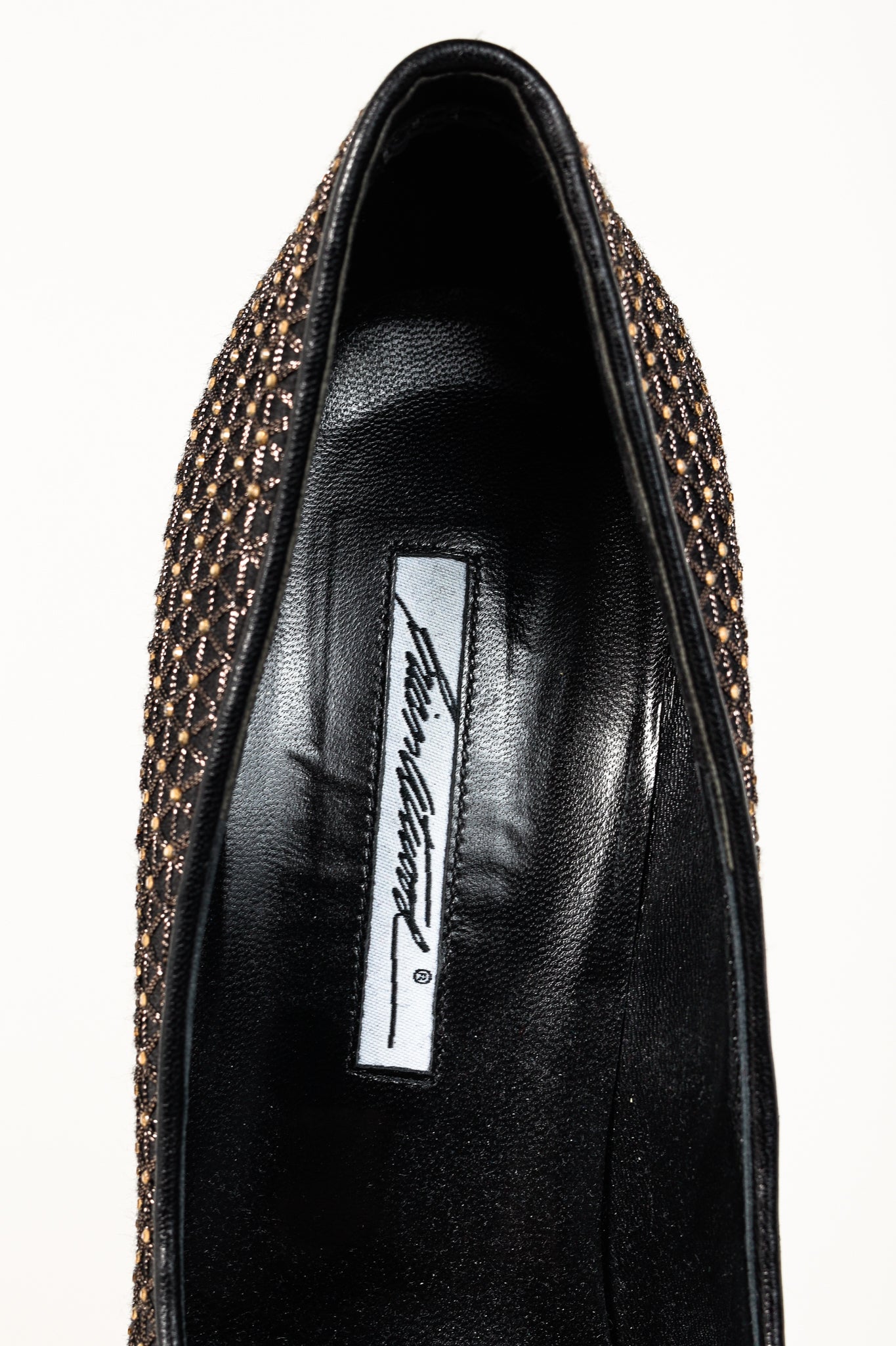 Brian Atwood Maniac Black Silk Gold-Crystal Platform Pumps