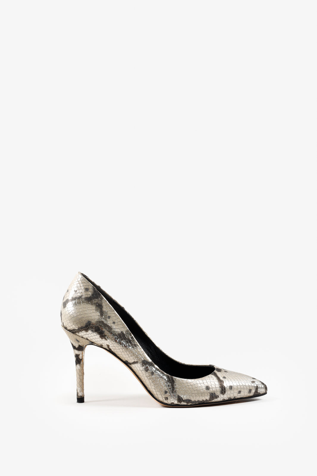 Brian Atwood Gold Snakeskin Pumps