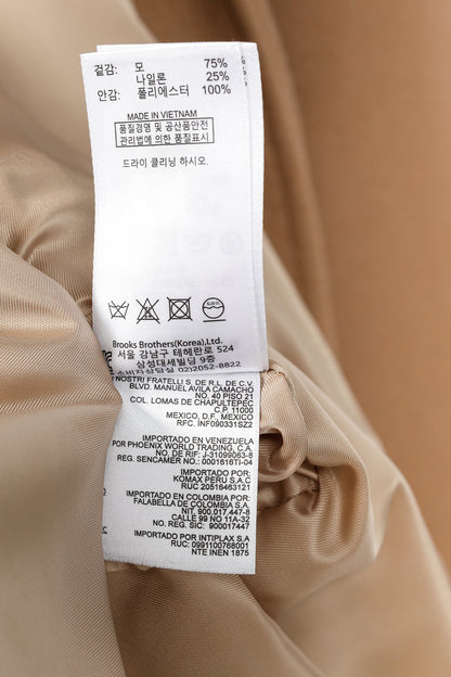 Brooks Brothers Tan Wool-Blend Belted Coat