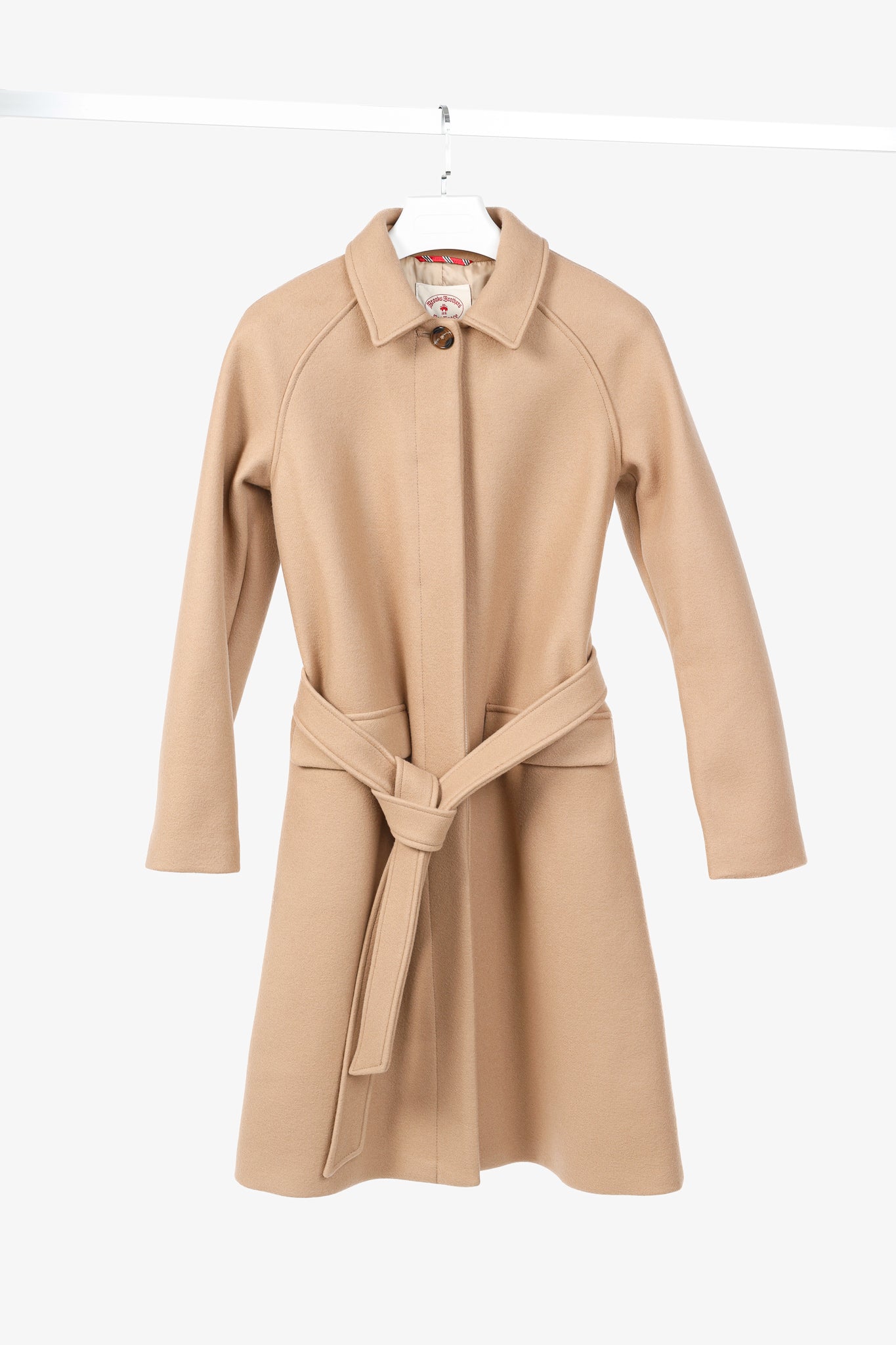 Brooks Brothers Tan Wool-Blend Belted Coat