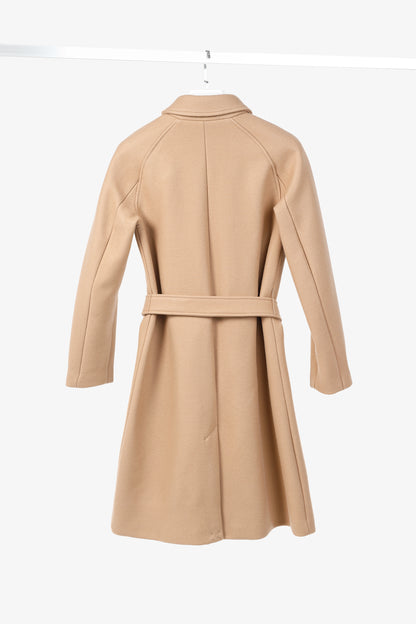 Brooks Brothers Tan Wool-Blend Belted Coat