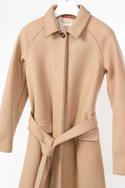 Brooks Brothers Tan Wool-Blend Belted Coat