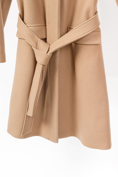 Brooks Brothers Tan Wool-Blend Belted Coat