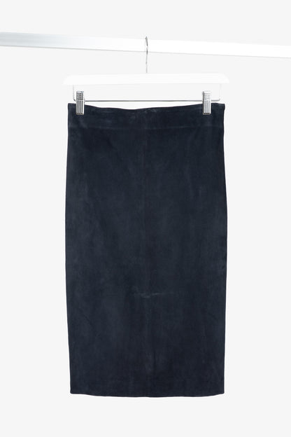 Brunello Cucinelli AW/16 Navy Suede Pencil Skirt