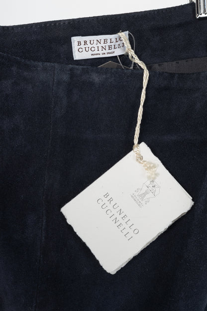 Brunello Cucinelli AW/16 Navy Suede Pencil Skirt