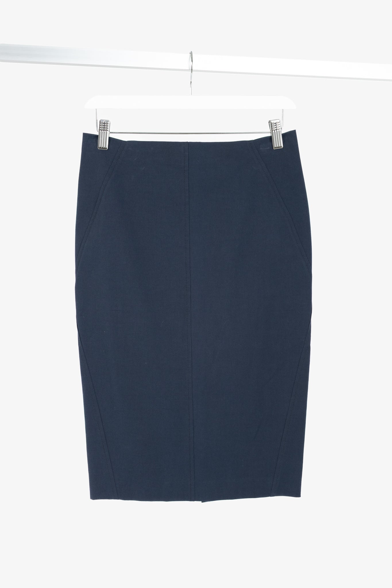 Brunello Cucinelli Navy Cotton Pencil Skirt