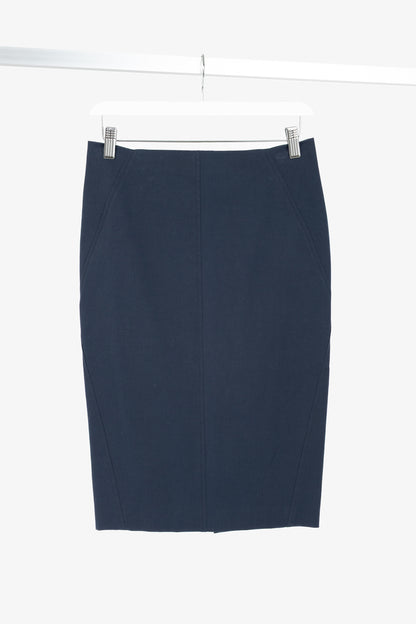 Brunello Cucinelli Navy Cotton Pencil Skirt