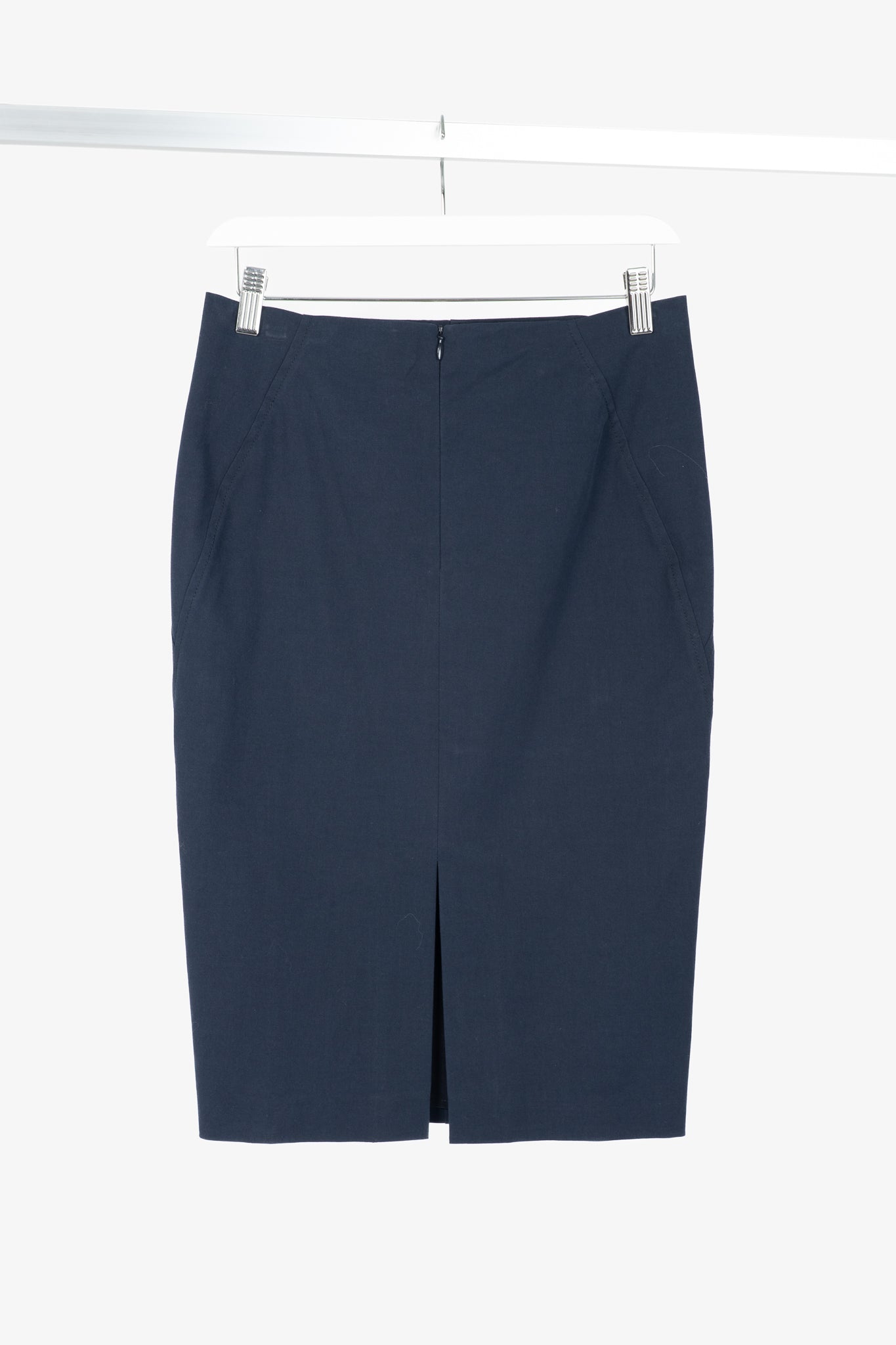 Brunello Cucinelli Navy Cotton Pencil Skirt