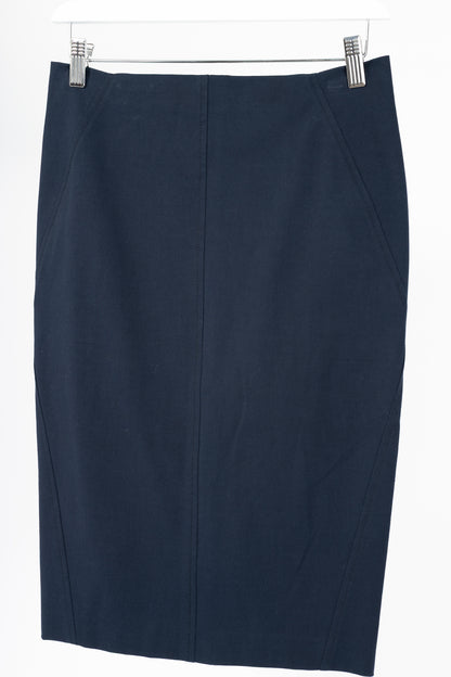 Brunello Cucinelli Navy Cotton Pencil Skirt