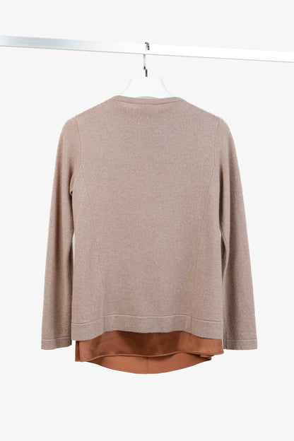 Brunello Cucinelli Light Brown Cashmere Silk-Tank Sweater Set