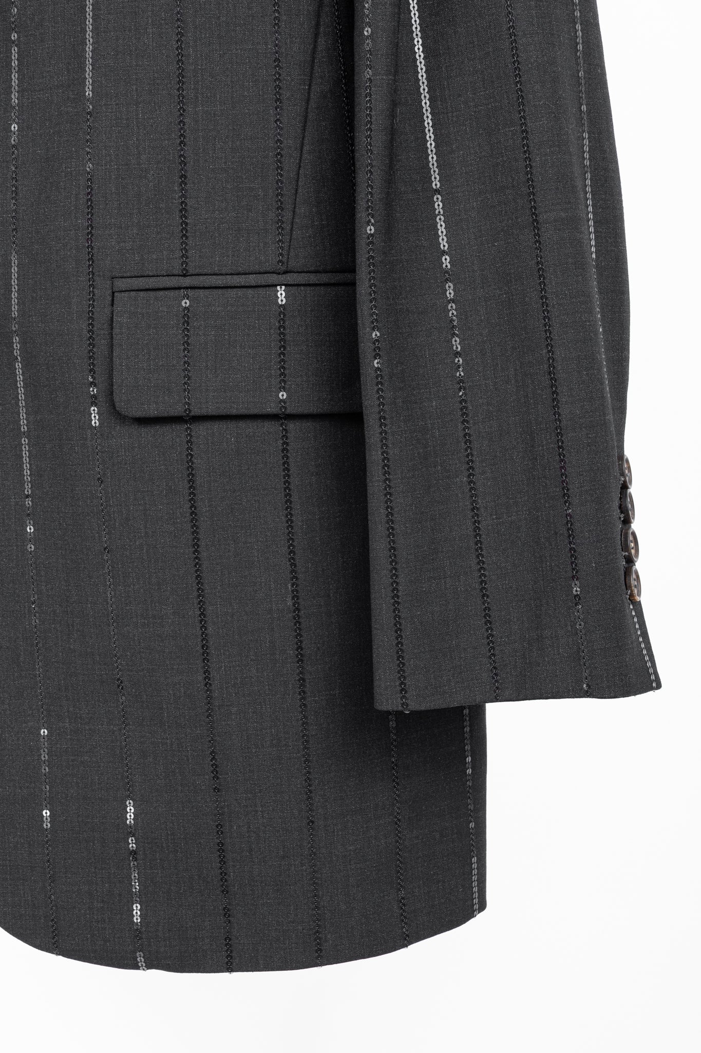 Brunello Cucinelli AW23 Anthracite Wool-Blend Sequin-Stripe Blazer