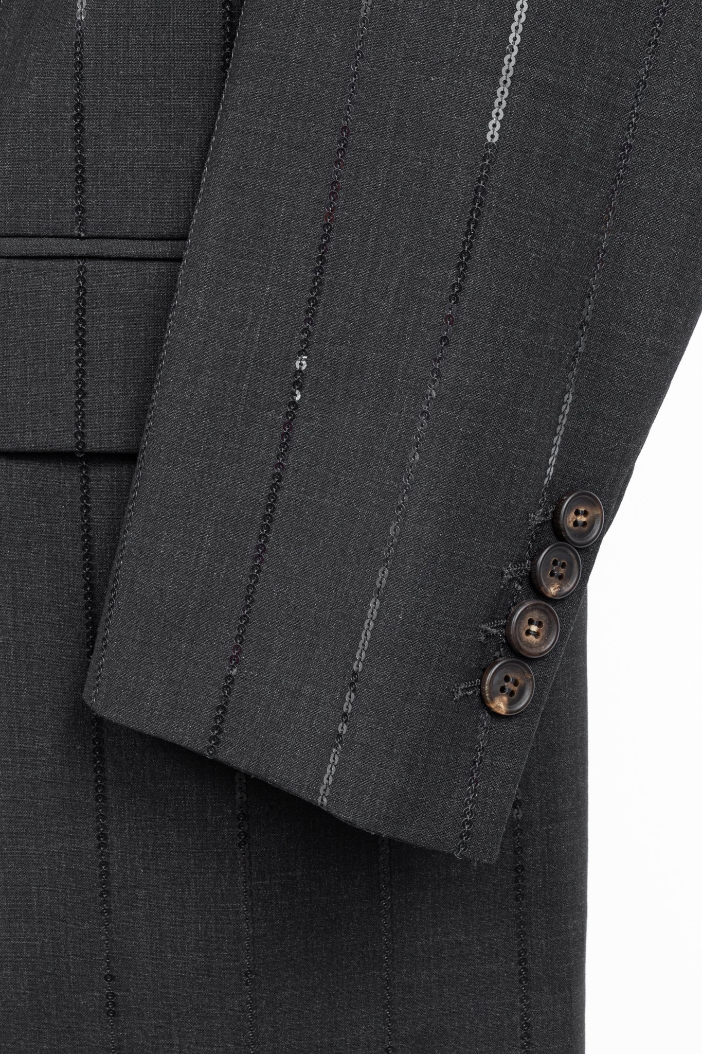 Brunello Cucinelli AW23 Anthracite Wool-Blend Sequin-Stripe Blazer