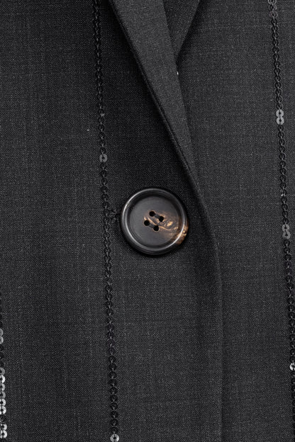 Brunello Cucinelli AW23 Anthracite Wool-Blend Sequin-Stripe Blazer