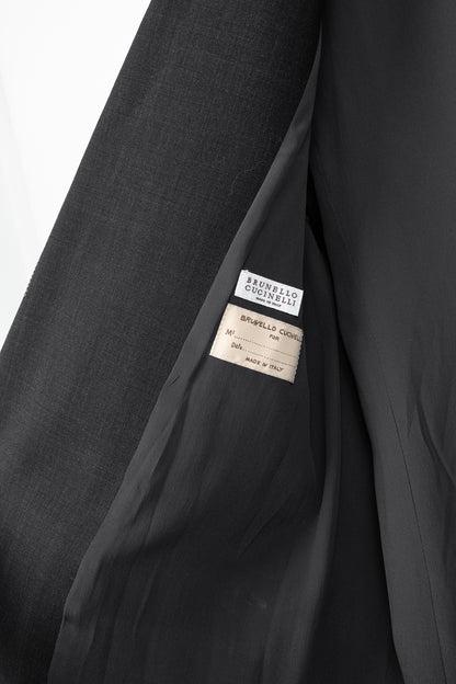 Brunello Cucinelli AW23 Anthracite Wool-Blend Sequin-Stripe Blazer