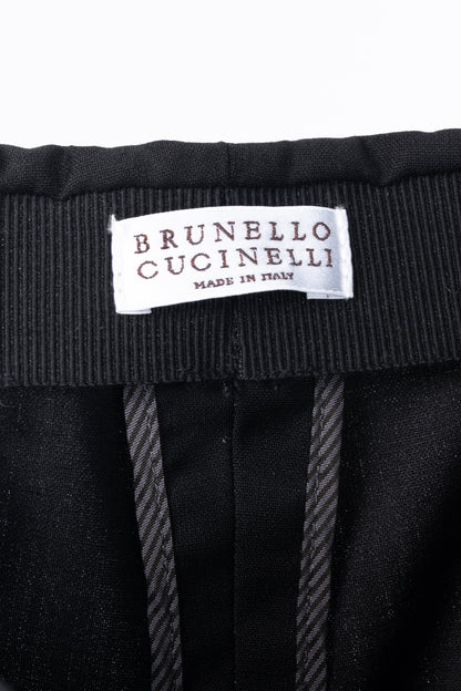 Brunello Cucinelli SS/15 Black Stretch-Wool Pull-On Trousers