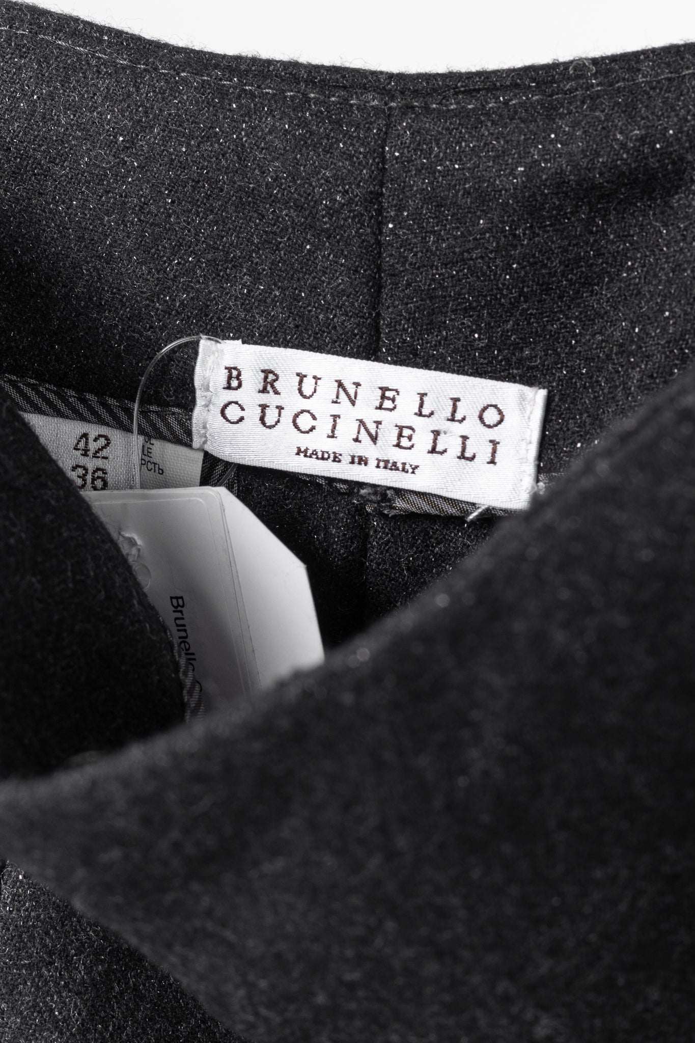 Brunello Cucinelli Black Metallic Wool-Blend Trousers