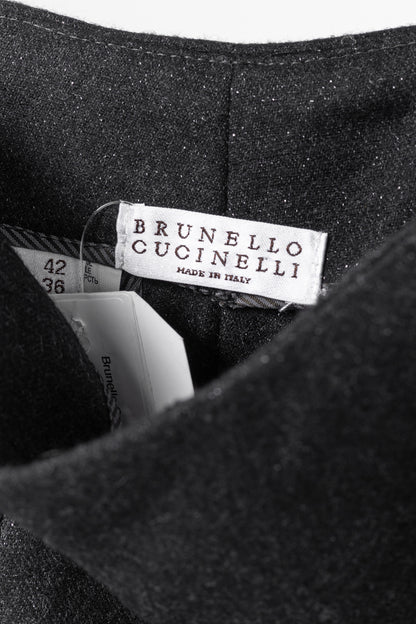Brunello Cucinelli Black Metallic Wool-Blend Trousers