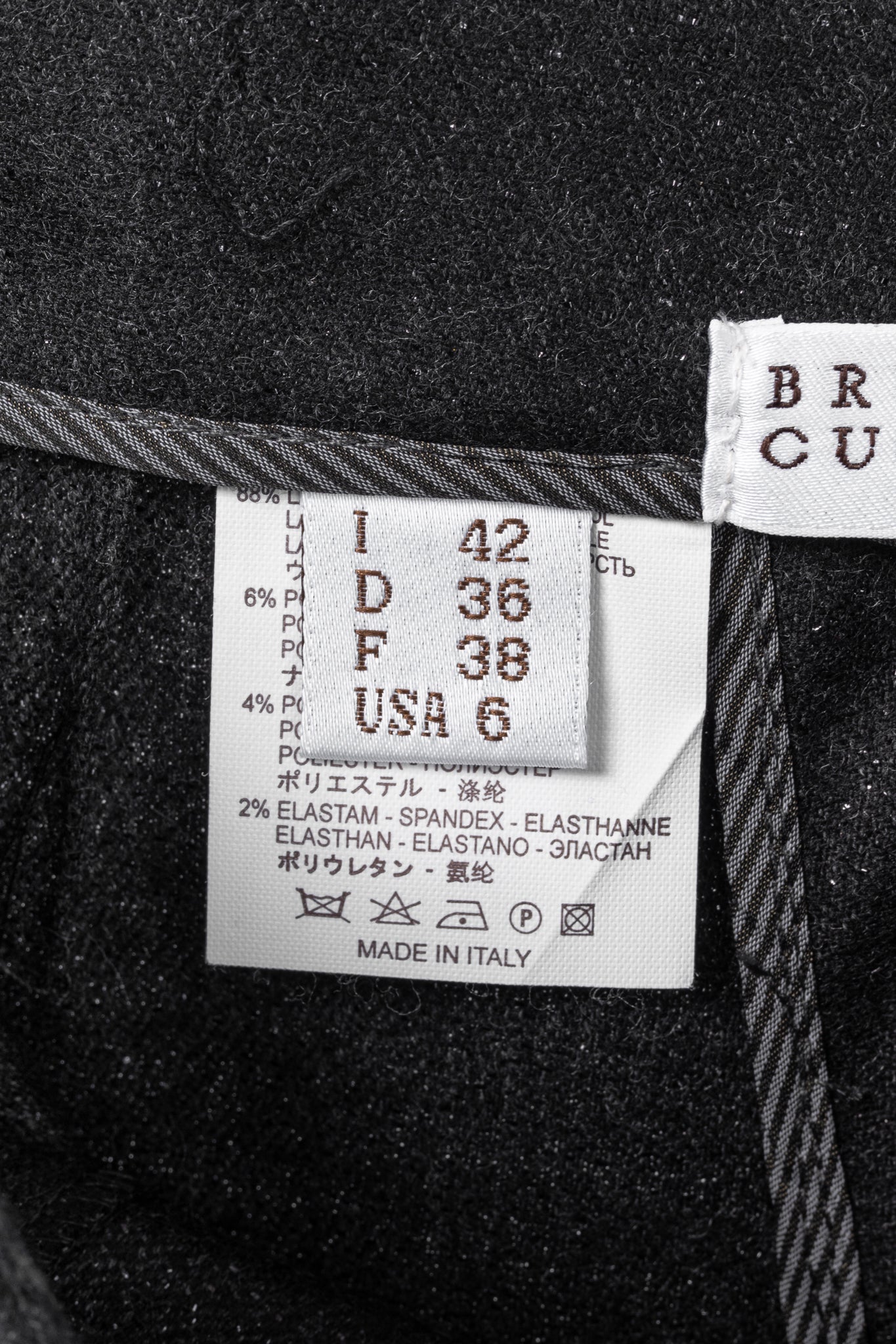 Brunello Cucinelli Black Metallic Wool-Blend Trousers