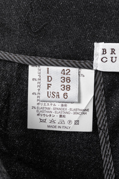 Brunello Cucinelli Black Metallic Wool-Blend Trousers