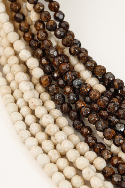 Brunello Cucinelli Cream & Brown Gemstone Multistrand Necklace
