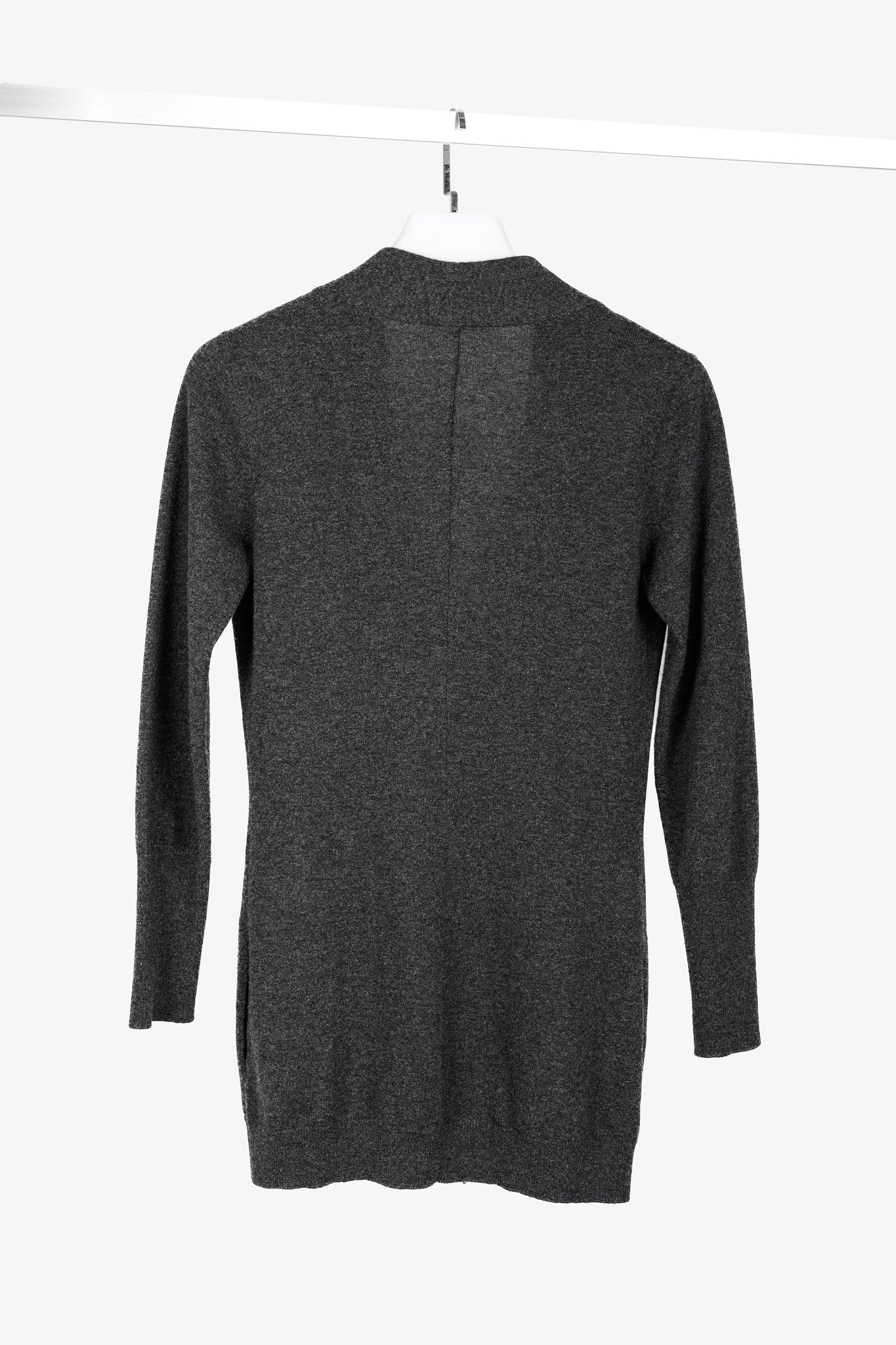 Brunello Cucinelli Grey Cashmere Buttoned V-Neck Cardigan