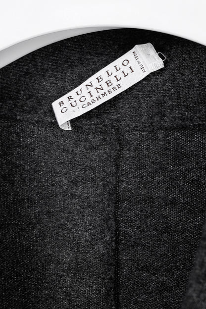 Brunello Cucinelli Grey Cashmere Buttoned V-Neck Cardigan