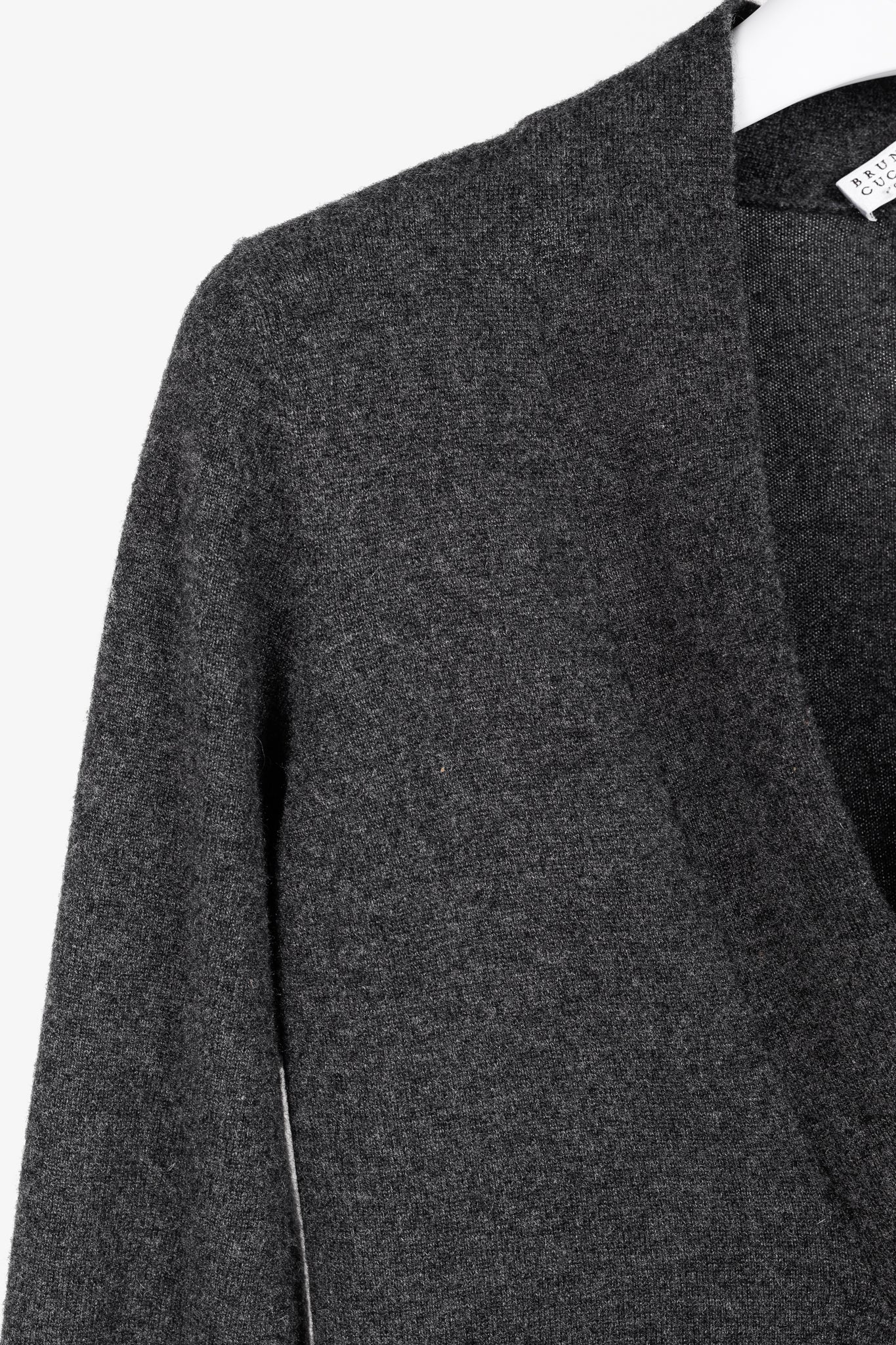 Brunello Cucinelli Grey Cashmere Buttoned V-Neck Cardigan
