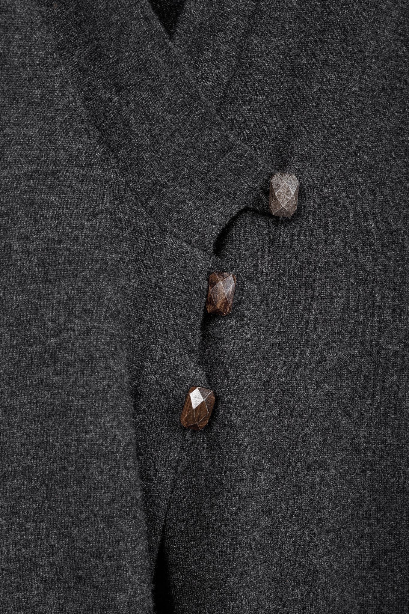 Brunello Cucinelli Grey Cashmere Buttoned V-Neck Cardigan